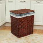 Lidded Rattan Woven Basket Decorative Laundry Hamper Toy Storage Solution Handcrafted Multi-Use Organizer - Image 4