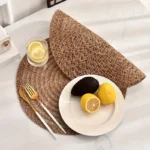 Set of 4 Jute Placemats Natural Material Non-Slip Heat Resistant Woven Round Placemat for Party Wedding Kitchen Dining Table Mat - Image 5