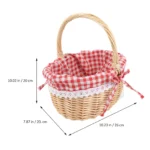Zerodeko Little Red Riding Hood Basket Hand Woven Picnic Bag Gift Basket Wicker Storage Basket Linen Inner Basket Storage - Image 6