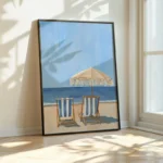 Blue Coastal Beach Sailboat Hydrangea Posters Prints Landscape Canvas Painting Wall Art Pictures Living Room Home Decor Cuadros - Image 2