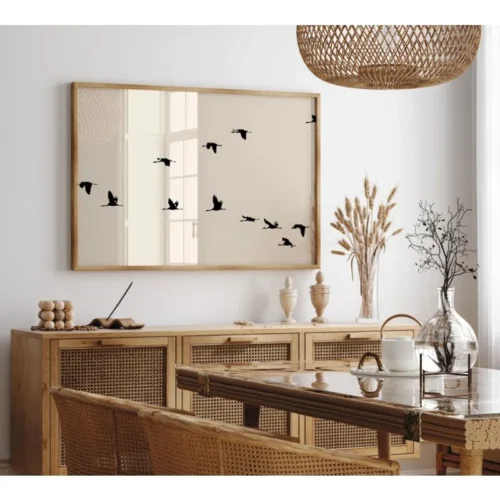 Elegant Black Bird Silhouette Canvas Art for Minimalist Decor