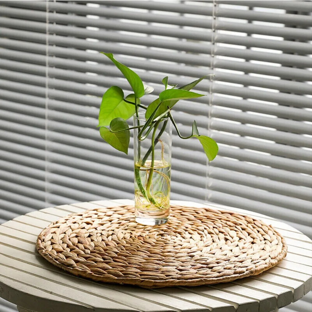 Natual Straw Weave Rattan Round Placemats Cups Mat Dining Table Home Decor Table Decoration Accessories Natual Straw Mats Pads 8 kf Sd21c90ce1bd74986bc53d3cf6e44100cS