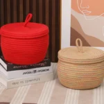 Home Desktop Miscellaneous Storage Basket Multi-purpose Hand Woven Cotton Rope Material Snacks Cosmetics Stationery Storage Box - Image 2