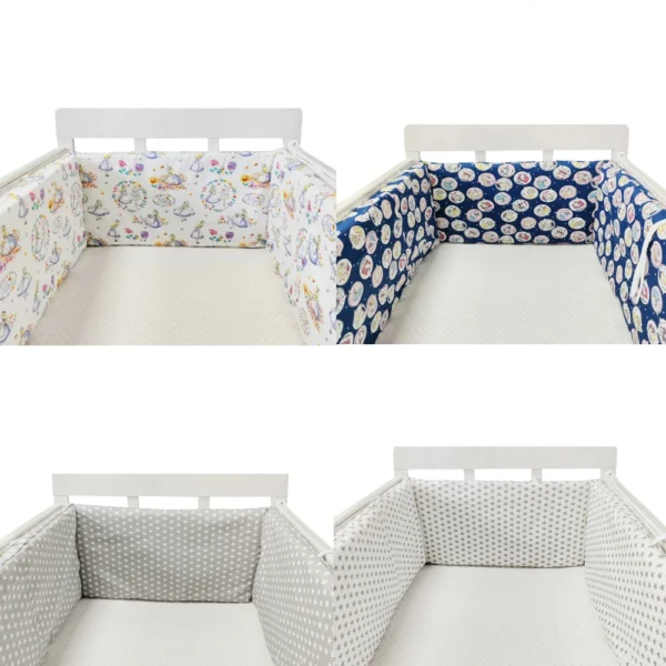 Nordic Stars Baby Bed Thicken Bumpers Zipper Design One-piece Crib Around Cushion Cot Protector Pillows 200*30 CM