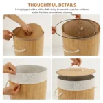 Bamboo Laundry Basket with Lid for Storing Dirty Clothes Laundry Hamper with Removable Liner Handle Clothing Bin for Bathroom - Image 5