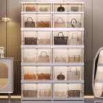 Transparent shoes Cabinet Versatile multi-layer large capacity with Light Sensor for Display Collectible Toys and Blind Boxes