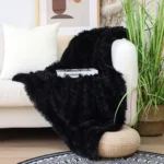 120-160CM Solid Color Soft Fluffy and Comfortable Faux Microfiber Blanket for Bed Sofa - Image 4