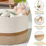 King-size woven storage basket Living room cotton rope blanket basket Household wicker laundry basket Storage basket - Image 3