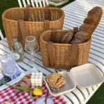 Woven Picnic Basket Multipurpose Wicker Basket Totes Storage Basket with Handle Rustic Life Shopping Organizer Picnic Basket - Image 5