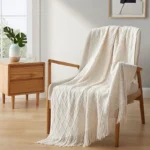 European Minimalist Diamond Pattern Acrylic Knitted Blanket, Sofa Bed Cover All Season Couch Throw Arrival Lightweight Bedspread - Image 4