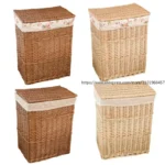 Folding Laundry Baskets Dirty Clothes Home Storage Basket Large Storage Box Wicker Mesh Laundry Bag Laundry Hamper with Lid - Image 3