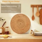 Handwoven Rattan Placemats,Round Wicker Table Mats, Natural Woven Placemats For Dinner Table,Heat Resistant Mats - Image 2