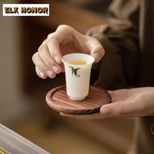 6pc/lot Walnut Solid Wood Coasters Zen Non-slip Coasters for Coffee Cups Saucer Anti-scald Placemats Cup Holder for Tea Supplies
