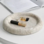 Travertine Service Tray, Bathroom Dressing Table, Natural Yellow Hole Stone Fruit Tray, Circular Jewelry Tray, Home Decoration - Image 2