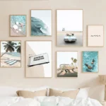 Summer Ocean Sea Wave Print Poster Beach Surfboard Bus Tree Canvas Painting Travel Vacation Nordic Wall Art Picture Home Decor - Image 2