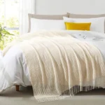 Luxurious White Boho Chunky Knit Throw Blanket for Cozy Elegance - Image 4