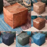 Chic Moroccan PU Leather Pouf Cover - Unstuffed Ottoman Delight - Image 6