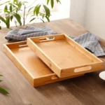 Elegant Japanese Wooden Round Tray for Stylish Food Presentation - Image 3