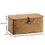 Wicker Storage Basket Woven Rattan Storage Laundry Basket Toy Books Storage Basket With Lid Muitifountional Convenient storage - Image 6
