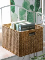 Nordic Sle Woven Storage Basket Simple Living Room Organizer Plastic Cabinet Storage Caddy Imitation Wier Basket