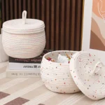 Home Desktop Miscellaneous Storage Basket Multi-purpose Hand Woven Cotton Rope Material Snacks Cosmetics Stationery Storage Box - Image 3