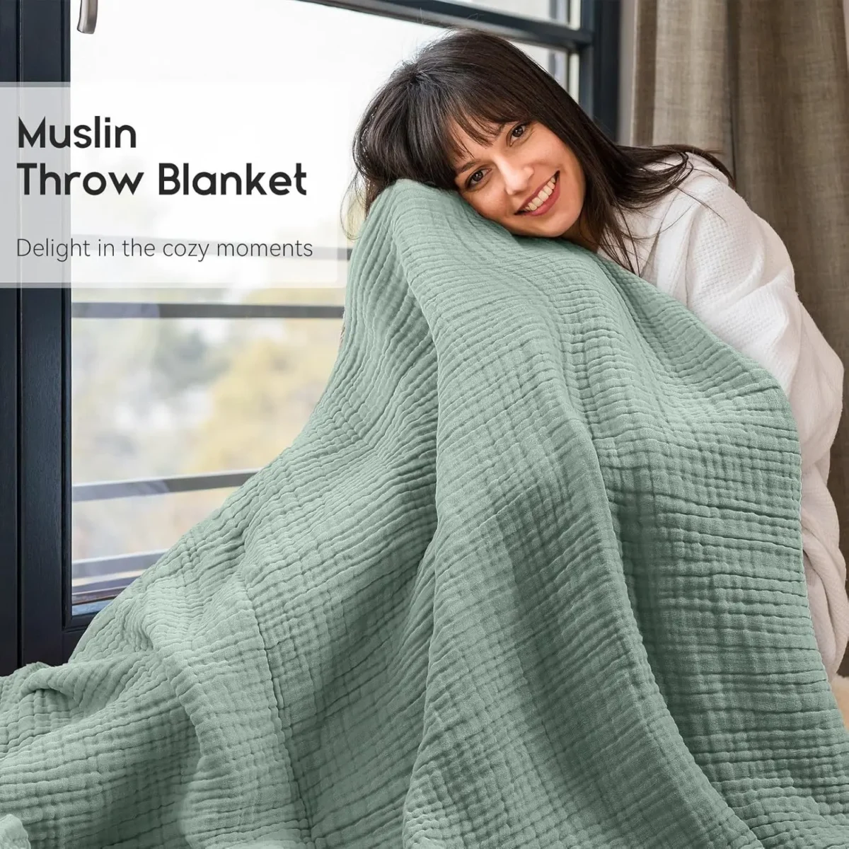 Battilo 100% Cotton Muslin Throw Blanket For Sofa 6 Layer Breathable Lightweight Boho Throws For Couch Bed Large Summer Blankets - Image 3