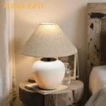 Ceramic Desk Lamp Wabi Sabi Style Mushroom Lamp Retro Bedside Decoration Table Lamp Bedroom Study Decoration Light Fixture - Image 3