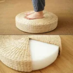 Handmade Woven Natural Straw Round Pouf Tatami Cushion Floor Japanese Style Cushion Home Textile Tea Ceremony Home Ground Mat - Image 3