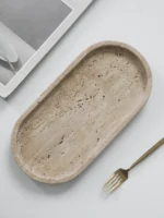 Minimalism Marble Tray for Perfume Candles Jewelry Travertine Stone Vanity Tray for Dresser Countertop Coffee Table Serving - Image 2