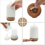Ceramic Wood Grain Essential Oil Diffuser with 7-Color Glow - Image 5