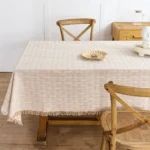Cotton Linen Tablecloth Rustic Farmhouse Square Tablecloths Burlap Table Covers with Tassel for Kitchen Dinning Picnic Wedding - Image 3