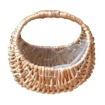 Flower Girl Baskets w/Handle and Ribbon Bow,Handwoven Flower Half Moon Flower Arrangement Basket - Image 5