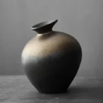 Elegant Japanese Black Terracotta Vase for Modern Decor