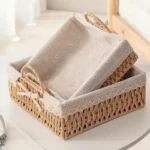 Wicker Baskets Storage Baskets Sundries Organizer with Lid Bathroom Clothes Laundry Basket Household Towel Toys Container Basket - Image 2