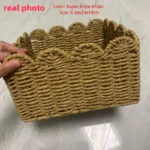 Scalloped Edge Basket, Paper Rope Storage Baskets, Hand Woven Baskets For Shelves,Natural Baskets For Organizing - Image 6