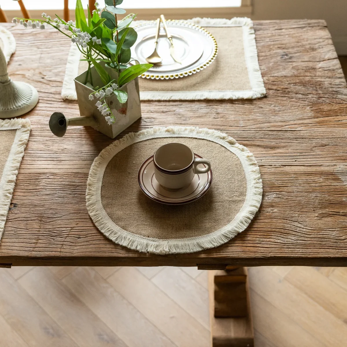 2 PCS Braided Placemats Heat Resistant Jute Table Mats Farmhouse Woven Fabric Natural Place Mats for Decorations Indoor Outdoor - Image 2