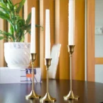 Chic Brass Gold Candle Holders Set for Elegant Gatherings - Image 2