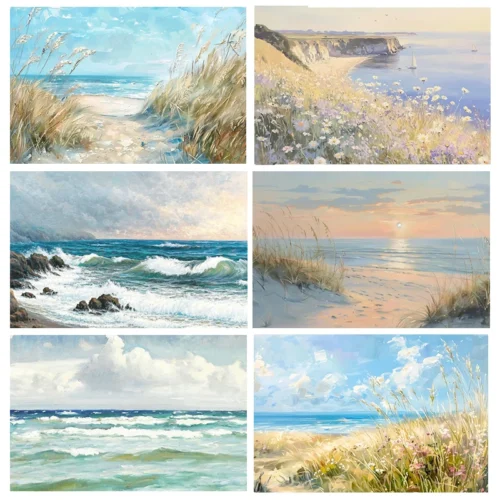Modern Classic Sunlight Beach Natural Landscape Canvas Print Sea Scenery Posters Art Wall Picture for Living Room Gallery Decor