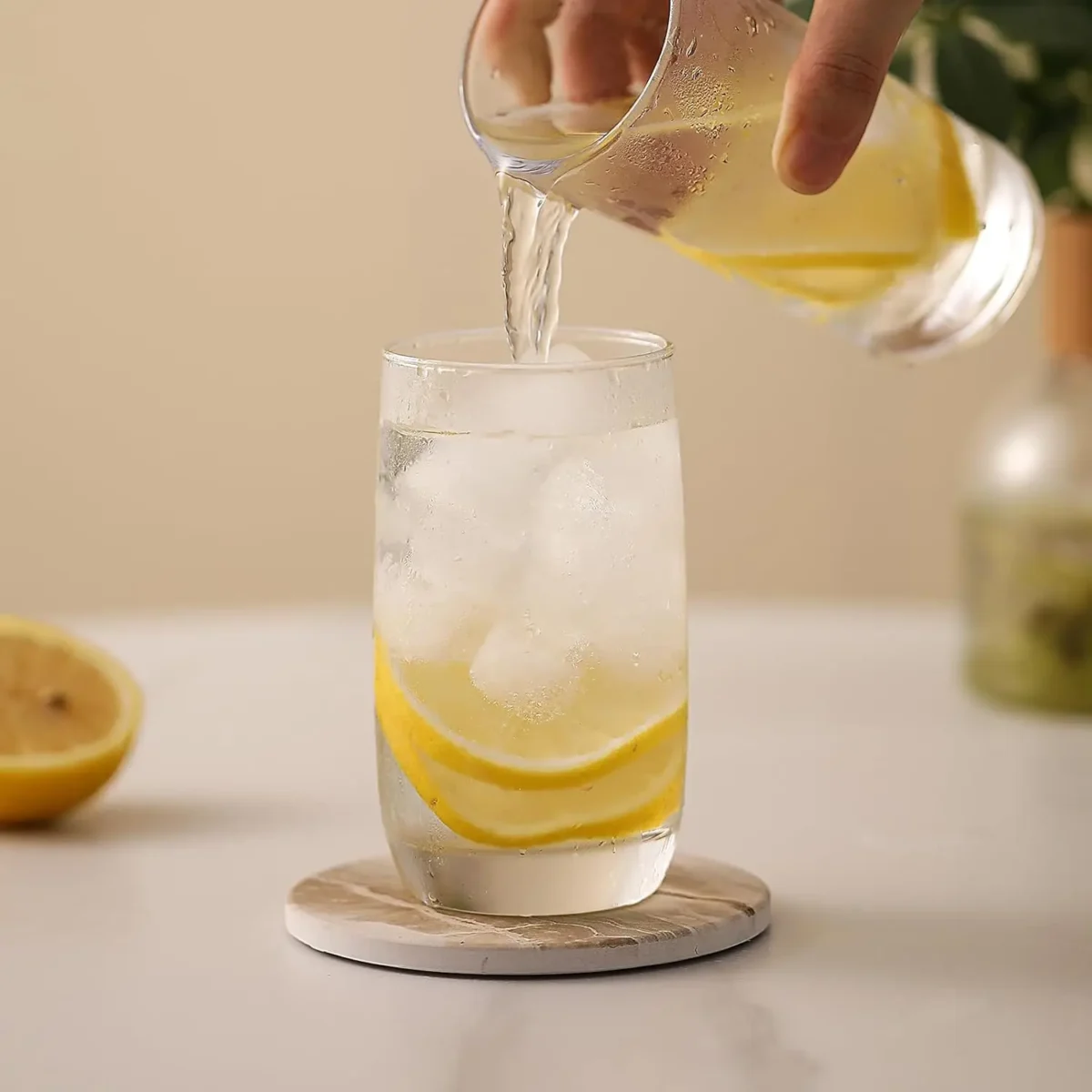 6Pcs Beverage Coaster Set with Bracket, Marble Style, Ceramic Beverage Coaster for Desktop Protection - Image 5