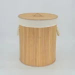 Plaid Cloth-lined Bamboo Laundry Basket | Wide Capacity