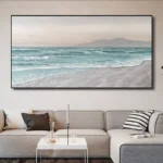 Oversize Coastal Wall Art Ocean Hand Painted Oil Painting On Canvas Blue Abstract Painting Beach Sunset Seascape Home Decoration - Image 6