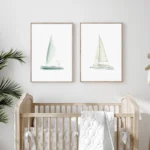 Nautical Minimalist Sailboat Canvas Art for Coastal Decor - Image 4