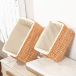 1Pcs Wicker Basket Nautral Seagrass Storage Box Basket Woven Rectangular Bins Container Rattan Storage Kitchen Organizer - Image 4
