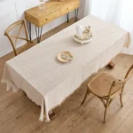 Cotton Linen Tablecloth Rustic Farmhouse Square Tablecloths Burlap Table Covers with Tassel for Kitchen Dinning Picnic Wedding - Image 4