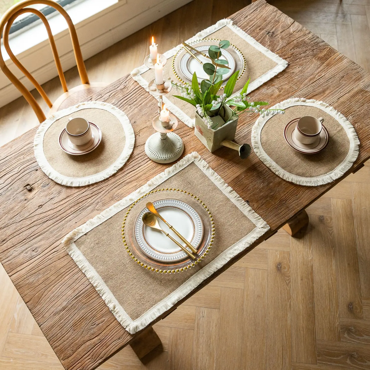 2 PCS Braided Placemats Heat Resistant Jute Table Mats Farmhouse Woven Fabric Natural Place Mats for Decorations Indoor Outdoor 26 kf Sdf9676c1a2e747fc9330c136a6a44477R