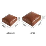 Moroccan Pouf Floor Cushion Oil Wax Skin Embroider Craft Ottoman Footstool Futon Sofa Artificial PU Leather Unstuffed Cushion - Image 6