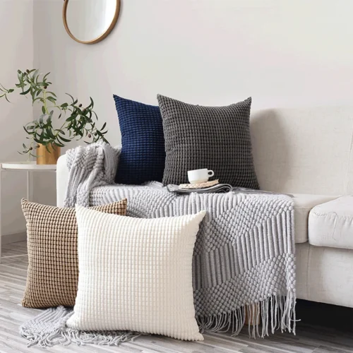 Soft Corduroy Corn Grain Cushion Cover 40/45/50/55/60cm Solid Color Throw Pillow Case For Bedroom Sofa Chair Car Home Decorative