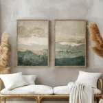Serene Japanese Wabi Sabi Mountain Canvas Art Set - Image 4