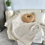 Cozy Bohemian Wool Knit Plaid Blanket with Stylish Tassels - Image 6