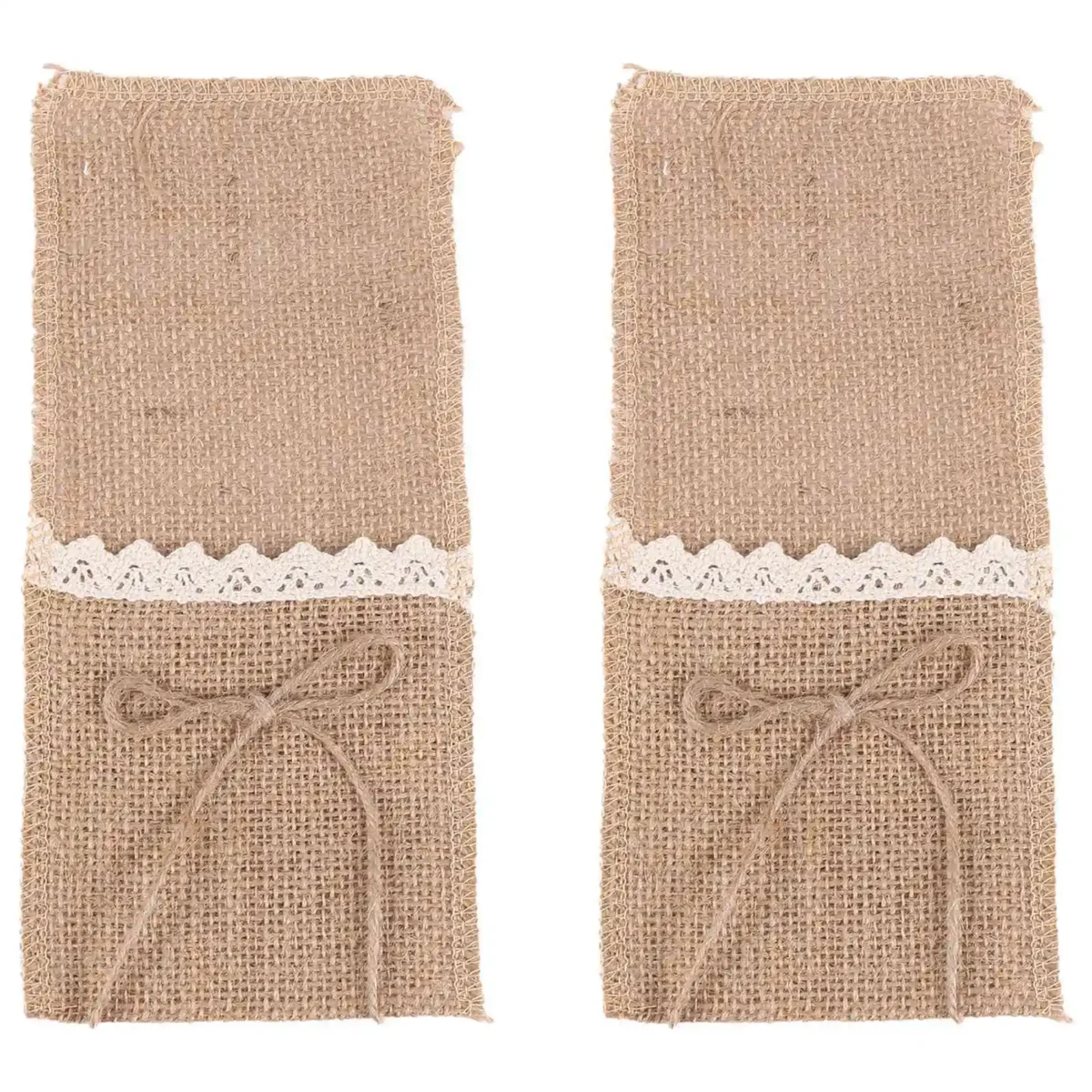 AS60-40PCS Country Wedding Table Silverware Holder Natural Burlap Cutlery Pockets Fork Pockets Rustic Wedding Decoration - Image 5